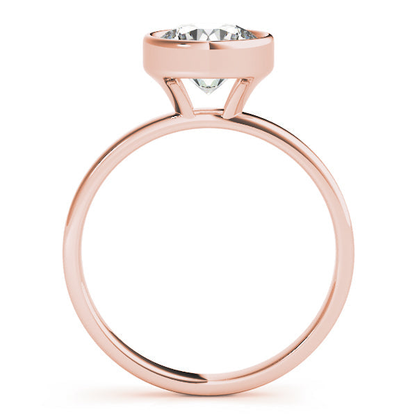 Elegant Bezel Solitaire Round Diamond Engagement Ring in 10K/14K gold and platinum with certified lab-grown or natural diamonds