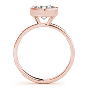 Elegant Bezel Solitaire Round Diamond Engagement Ring in 10K/14K gold and platinum with certified lab-grown or natural diamonds