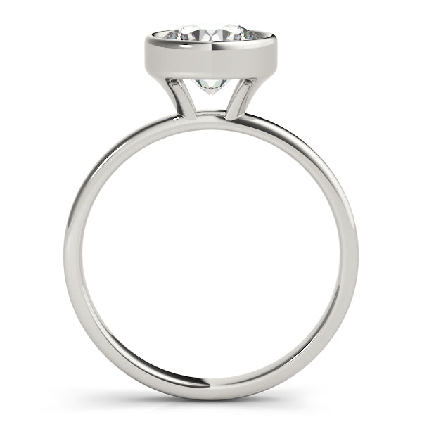 Elegant Bezel Solitaire Round Diamond Engagement Ring in 10K/14K gold and platinum with certified lab-grown or natural diamonds
