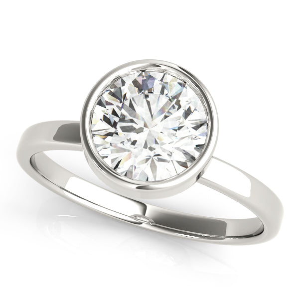 Elegant Bezel Solitaire Round Diamond Engagement Ring in 10K/14K gold and platinum with certified lab-grown or natural diamonds