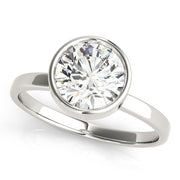 Elegant Bezel Solitaire Round Diamond Engagement Ring in 10K/14K gold and platinum with certified lab-grown or natural diamonds