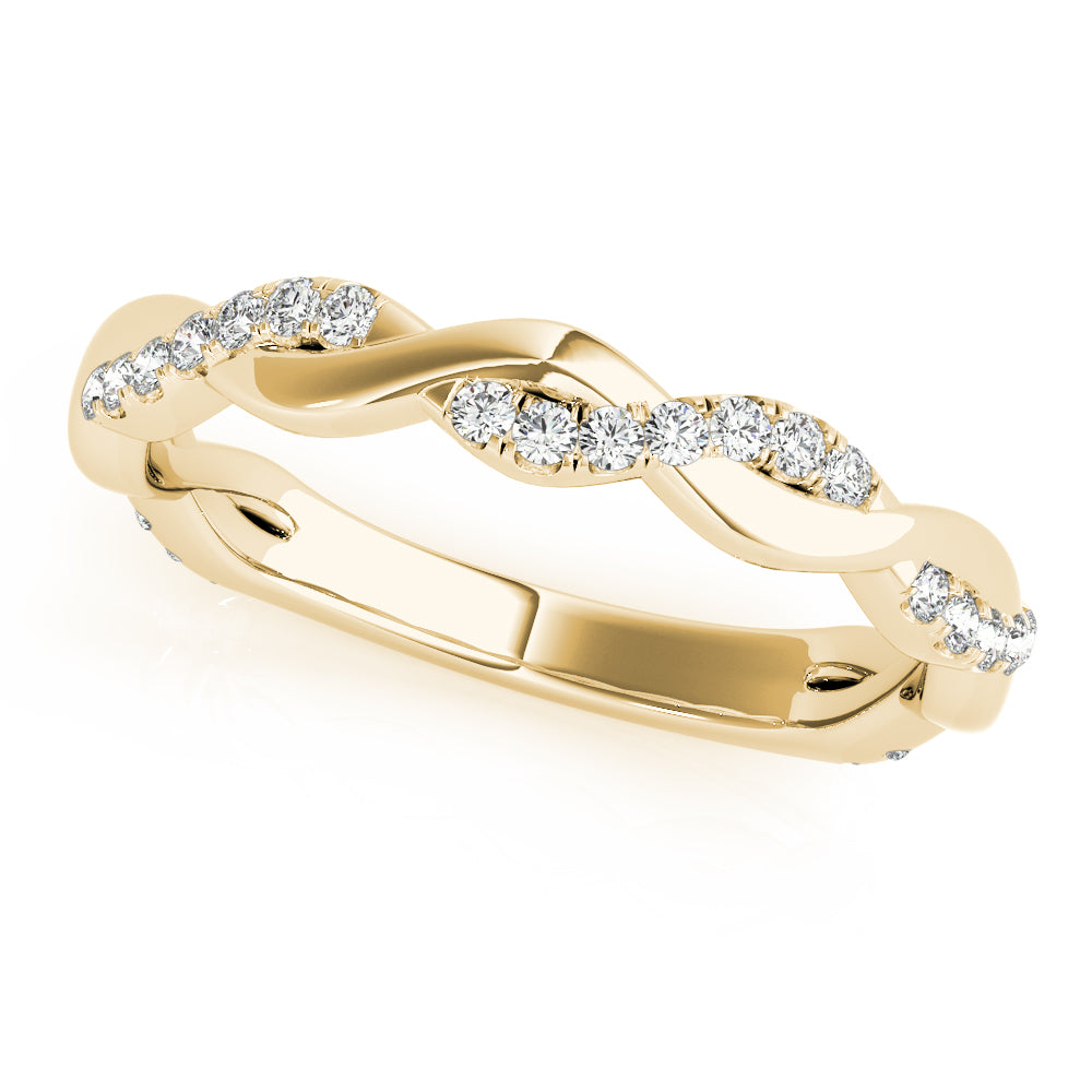 Braided Half Eternity Ring in 10K/14K gold and platinum with certified lab-grown or natural diamonds