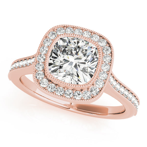 Heirloom Halo Cushion Diamond Engagement Ring in 10K/14K gold and platinum with certified lab-grown or natural diamonds