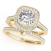 Heirloom Halo Cushion Diamond Engagement Ring in 10K/14K gold and platinum with certified lab-grown or natural diamonds
