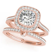 Heirloom Halo Cushion Diamond Engagement Ring in 10K/14K gold and platinum with certified lab-grown or natural diamonds
