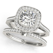 Heirloom Halo Cushion Diamond Engagement Ring in 10K/14K gold and platinum with certified lab-grown or natural diamonds