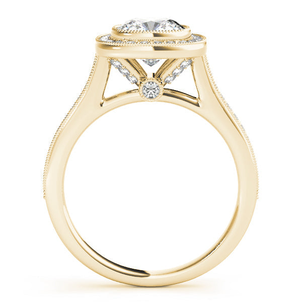 Heirloom Halo Cushion Diamond Engagement Ring in 10K/14K gold and platinum with certified lab-grown or natural diamonds