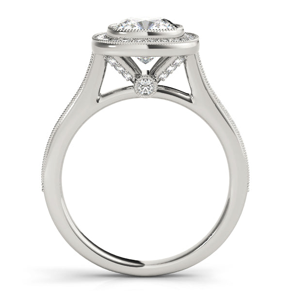Heirloom Halo Cushion Diamond Engagement Ring in 10K/14K gold and platinum with certified lab-grown or natural diamonds