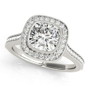 Heirloom Halo Cushion Diamond Engagement Ring in 10K/14K gold and platinum with certified lab-grown or natural diamonds