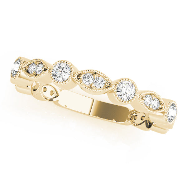 Vintage-Inspired Milgrain Half Eternity Ring in 10K/14K gold and platinum with certified lab-grown or natural diamonds