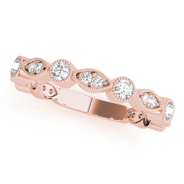 Vintage-Inspired Milgrain Half Eternity Ring in Gold & Platinum