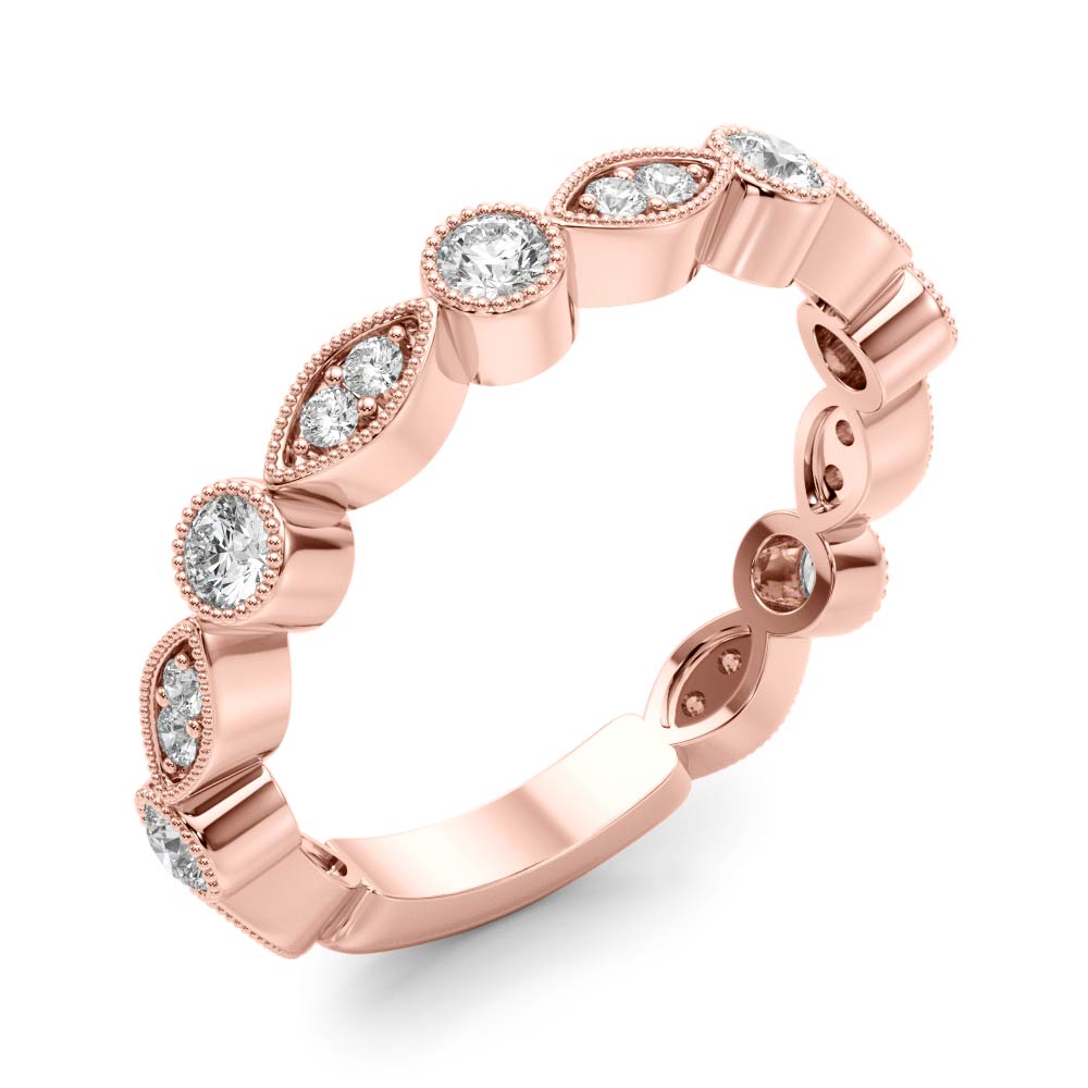 Vintage-Inspired Milgrain Half Eternity Ring in Gold & Platinum