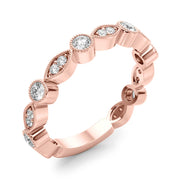 Vintage-Inspired Milgrain Half Eternity Ring in Gold & Platinum