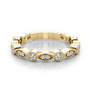 Vintage-Inspired Milgrain Half Eternity Ring in Gold & Platinum