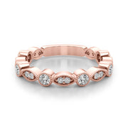 Vintage-Inspired Milgrain Half Eternity Ring in Gold & Platinum