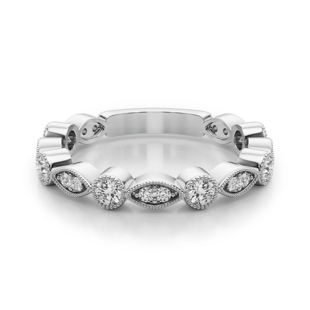 Vintage-Inspired Milgrain Half Eternity Ring in Gold & Platinum