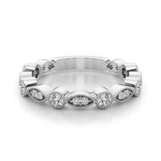 Vintage-Inspired Milgrain Half Eternity Ring in Gold & Platinum