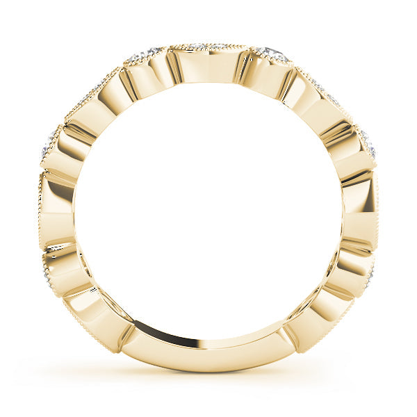 Vintage-Inspired Milgrain Half Eternity Ring in Gold & Platinum