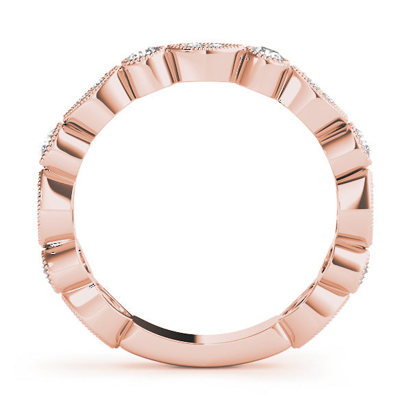 Vintage-Inspired Milgrain Half Eternity Ring in Gold & Platinum
