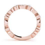 Vintage-Inspired Milgrain Half Eternity Ring in Gold & Platinum