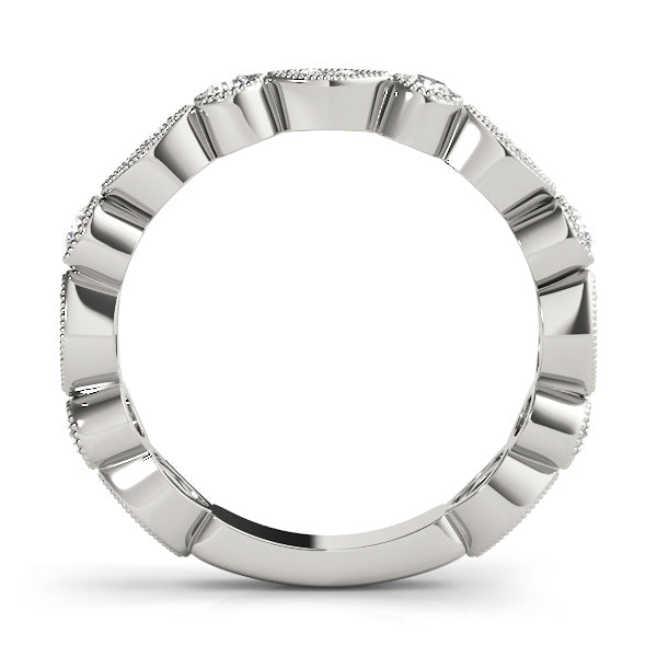 Vintage-Inspired Milgrain Half Eternity Ring in Gold & Platinum