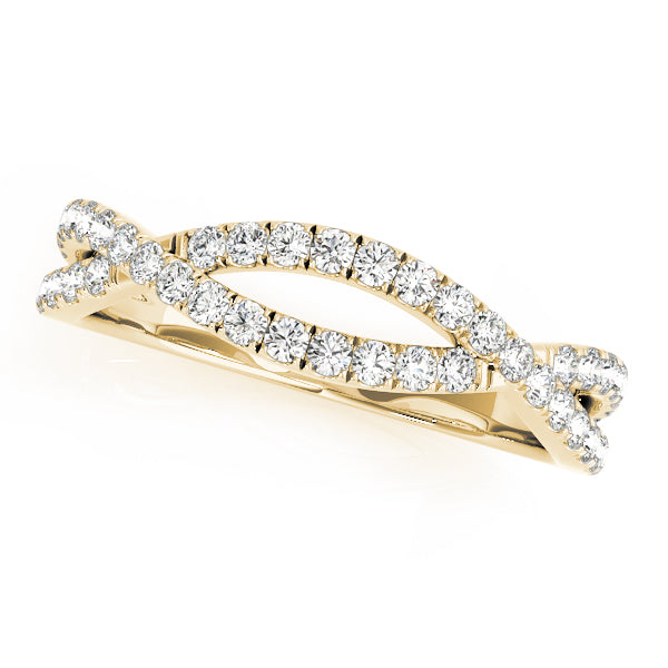 Twisted Shank Curved Half Eternity Ring in 10K/14K gold and platinum with certified lab-grown or natural diamonds