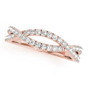 Twisted Shank Curved Half Eternity Ring in Gold & Platinum