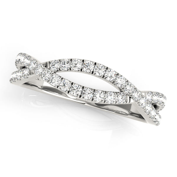 Twisted Shank Curved Half Eternity Ring in Gold & Platinum
