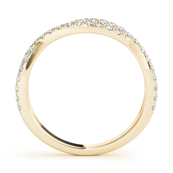 Twisted Shank Curved Half Eternity Ring in Gold & Platinum