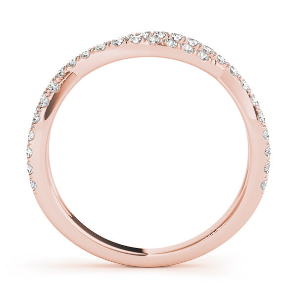 Twisted Shank Curved Half Eternity Ring in Gold & Platinum