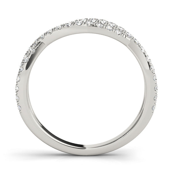Twisted Shank Curved Half Eternity Ring in Gold & Platinum