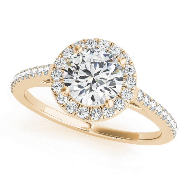 Pristine Halo Engagement Ring Round Diamond Engagement Ring in 10K/14K gold and platinum with certified lab-grown or natural diamonds