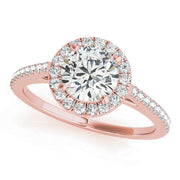 Pristine Halo Engagement Ring Round Diamond Engagement Ring in 10K/14K gold and platinum with certified lab-grown or natural diamonds