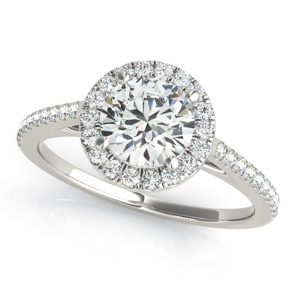 Pristine Halo Engagement Ring Round Diamond Engagement Ring in 10K/14K gold and platinum with certified lab-grown or natural diamonds