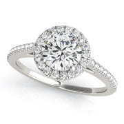 Pristine Halo Engagement Ring Round Diamond Engagement Ring in 10K/14K gold and platinum with certified lab-grown or natural diamonds