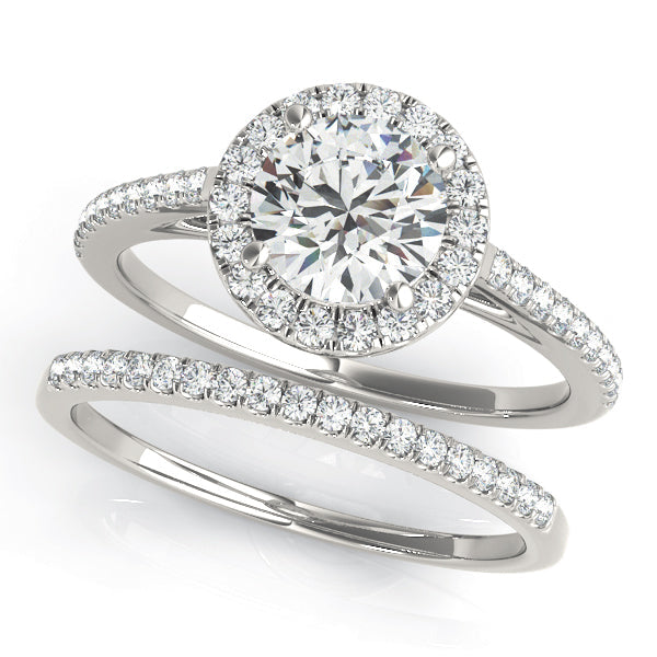 Pristine Halo Engagement Ring Round Diamond Engagement Ring in 10K/14K gold and platinum with certified lab-grown or natural diamonds