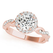 Cherished Braided Shank With Halo Head Round Diamond Engagement Ring in 10K/14K gold and platinum with certified lab-grown or natural diamonds