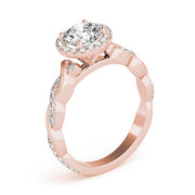 Cherished Braided Shank With Halo Head Round Diamond Engagement Ring in 10K/14K gold and platinum with certified lab-grown or natural diamonds