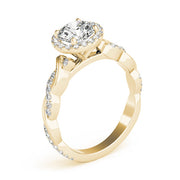 Cherished Braided Shank With Halo Head Round Diamond Engagement Ring in 10K/14K gold and platinum with certified lab-grown or natural diamonds