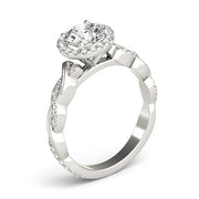 Cherished Braided Shank With Halo Head Round Diamond Engagement Ring in 10K/14K gold and platinum with certified lab-grown or natural diamonds