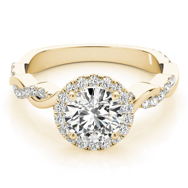 Cherished Braided Shank With Halo Head Round Diamond Engagement Ring in 10K/14K gold and platinum with certified lab-grown or natural diamonds