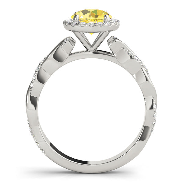 Cherished Braided Shank With Halo Head Round Diamond Engagement Ring in 10K/14K gold and platinum with certified lab-grown or natural diamonds
