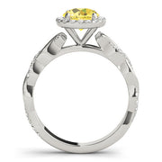 Cherished Braided Shank With Halo Head Round Diamond Engagement Ring in 10K/14K gold and platinum with certified lab-grown or natural diamonds