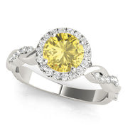 Cherished Braided Shank With Halo Head Round Diamond Engagement Ring in 10K/14K gold and platinum with certified lab-grown or natural diamonds