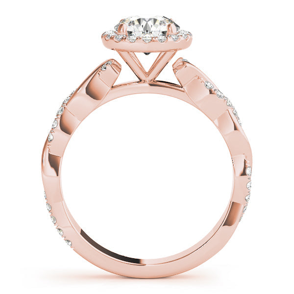 Cherished Braided Shank With Halo Head Round Diamond Engagement Ring in 10K/14K gold and platinum with certified lab-grown or natural diamonds