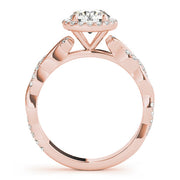 Cherished Braided Shank With Halo Head Round Diamond Engagement Ring in 10K/14K gold and platinum with certified lab-grown or natural diamonds