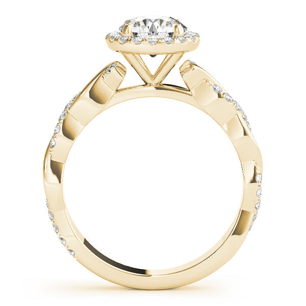 Cherished Braided Shank With Halo Head Round Diamond Engagement Ring in 10K/14K gold and platinum with certified lab-grown or natural diamonds