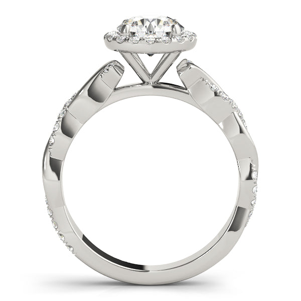 Cherished Braided Shank With Halo Head Round Diamond Engagement Ring in 10K/14K gold and platinum with certified lab-grown or natural diamonds