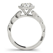 Cherished Braided Shank With Halo Head Round Diamond Engagement Ring in 10K/14K gold and platinum with certified lab-grown or natural diamonds
