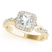 Refined Braided Shank With Cut Halo Head Princess Diamond Engagement Ring in 10K/14K gold and platinum with certified lab-grown or natural diamonds